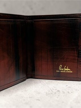 Pierre Cardin Bifold Wallet in Dark Brown with Subtle Red Tones